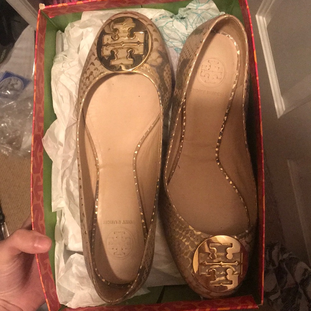 Market Burch metallic gold Reva flats